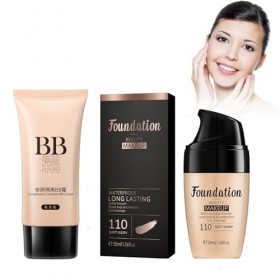 Moisturizing Liquid Foundation, Fond De Teint Liquide 30ml Hydratant à Longue Tenue, Texture Soyeuse – Inclut Une Bb Crème As
