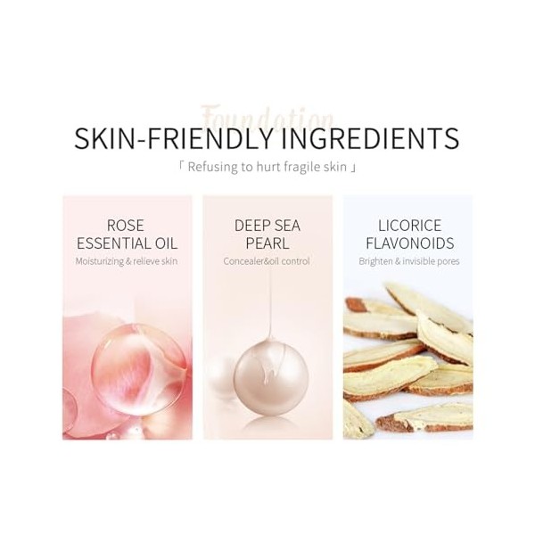 Moisturizing Liquid Foundation, Fond De Teint Liquide 30ml Hydratant à Longue Tenue, Texture Soyeuse – Inclut Une Bb Crème As