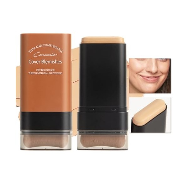 Stick De Maquillage Multi-usage Avec Pinceau, Fond De Teint Couvrant Naturel Longue Tenue, Pour Le Visage Pour Une Utilisatio