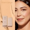 Bâton de maquillage mat pour fond de teint – Pinceau à fond de teint intégré – Couverture légère à construire beige chaud, 0