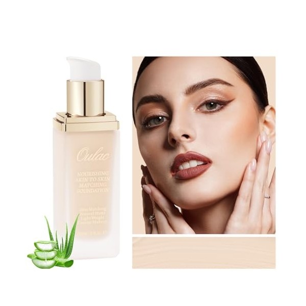 Oulac Fond de teint, fond de teint couvrant imperfections, Fond de teint hydratant contenant de laloe vera et de la vitamine