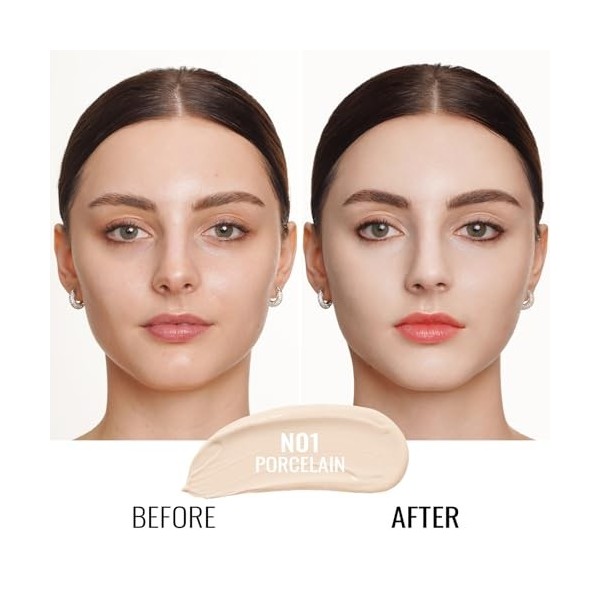 Oulac Fond de teint, fond de teint couvrant imperfections, Fond de teint hydratant contenant de laloe vera et de la vitamine