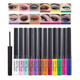 Ensemble deye-liner liquide mat, 12 couleurs, crayon pour les yeux colorés hautement pigmentés anti-taches Eyeliner / Khôl / ...