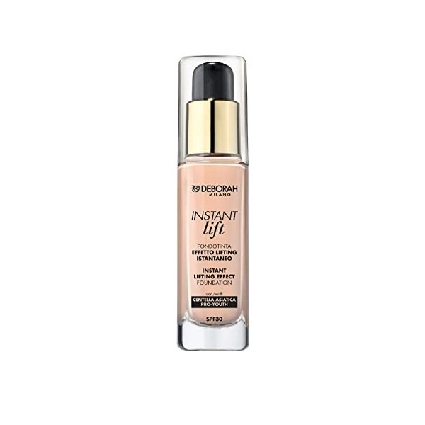 Deborah Fond de teint Instant LIft N.0 Fair Rose SPF30, Longue tenue, Effet Lifting, Texture fluide et légère, avec poignées 