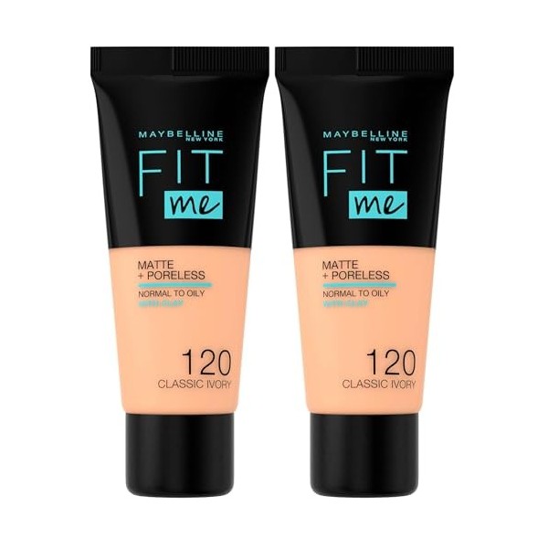 Maybelline New York - Fond de Teint Fluide Fit Me! Matte & Poreless - Peaux normales à grasses - Teinte : 120 Natural Beige -