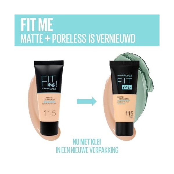 Maybelline New York - Fond de Teint Fluide Fit Me! Matte & Poreless - Peaux normales à grasses - Teinte : 120 Natural Beige -