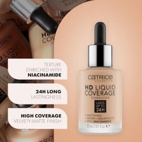 Catrice Cosmetics Hd Liquid Coverage Foundation Fond de Teint, Longue durée, Matifiant, Contrôle du Sébum, Contrôle de La Bri