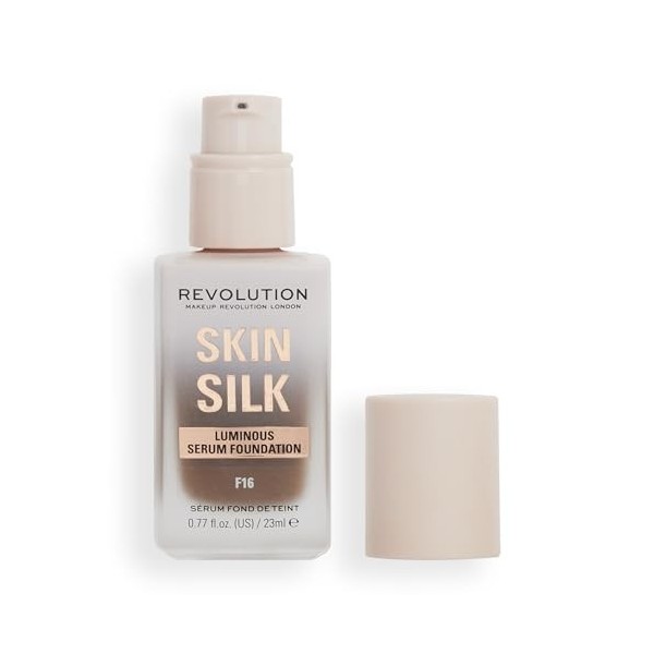 Makeup Revolution, Skin Silk Serum Foundation, Light to Medium Coverage, Contains Hyaluronic Acid, F16, 23ml