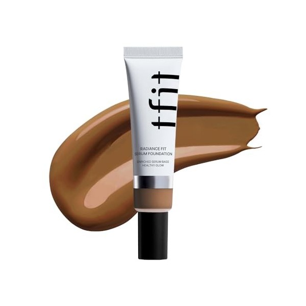 TFIT Fond de teint sérum Radiance Fit - Couverture impeccable, finition rosée, maquillage coréen longue durée, léger, 1,05 oz