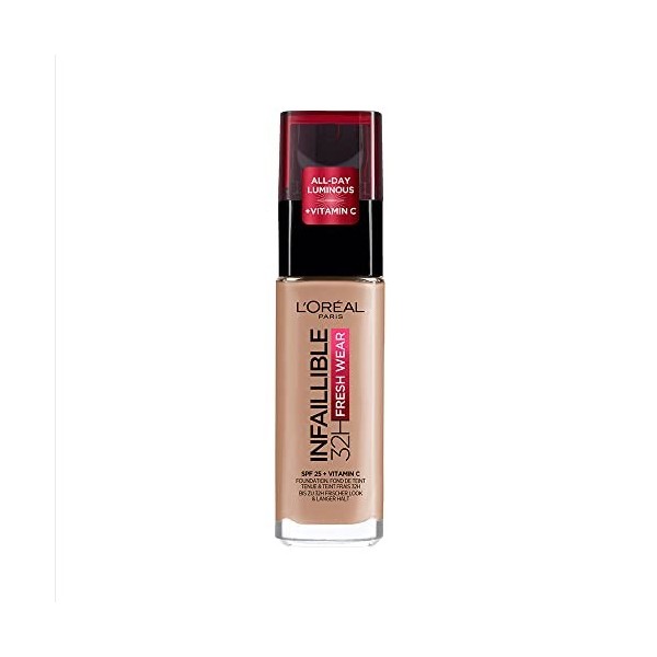 LOréal Paris - Fond de Teint Fluide Infaillible 32h Fresh Wear - Tous Types de Peau - Teinte : Sable Beige 225 - 30 ml