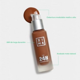3INA MAKEUP - The 24h Foundation 621 - Fond de Teint Beige foncé avec Sous-Teinte Neutre - Fond de Teint Couvrant Imperfectio