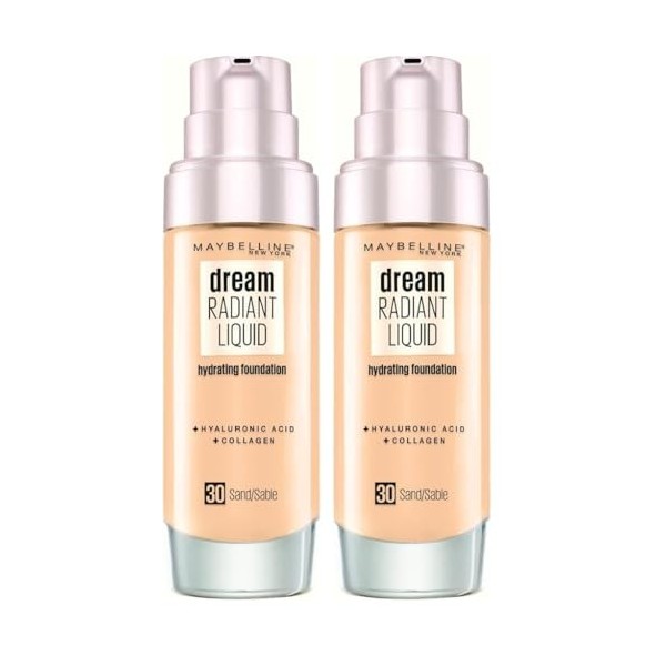 Maybelline New York - Fond de Teint Fluide Perfecteur de Teint - FPS13 - Dream Satin Liquid - Sable 30 - 30 ml Lot de 2