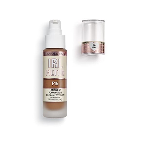 Makeup Revolution, Irl Filter, Longwear, Fond de Teint, F15, 23ml Lot de 2 