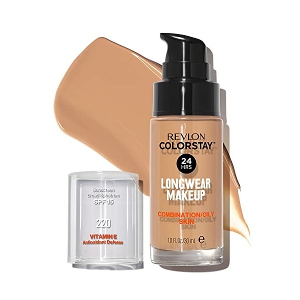 Revlon ColorStay - Fond de teint Longue Tenue 24H - Maquillage Teint et Soin Peaux Mixtes à Grasses - Formule Nourrissante et