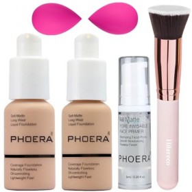PHOERA Fond de teint, PHOERA maquillage pour femme,PHOERA fond de teint liquide mat couverture complète,PHOERA apprêt,PHOERA 