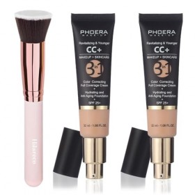 PHOERA CC Crème, Couvrance Légère et Naturelle,PHOERA Fond de Teint Foundation, Professional Makeup Couvrant Tenue 24h - Matt