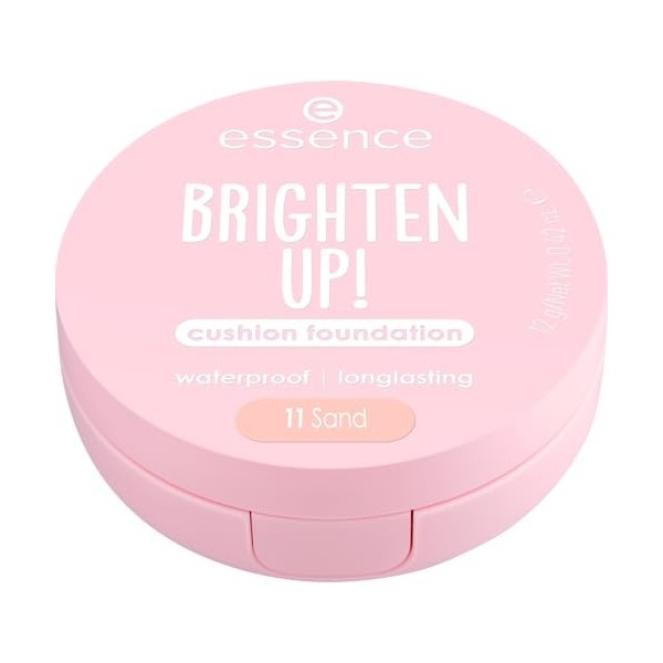 Essence Cosmetics Brighten Up! Cushion Foundation Fond de Teint, Longue Durée, Éclaircissant, Naturel 12g