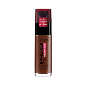 LOréal Paris - Fond de Teint Fluide Infaillible 32h Fresh Wear - Tous Types de Peau - Teinte : Ebène 392 - 30 ml
