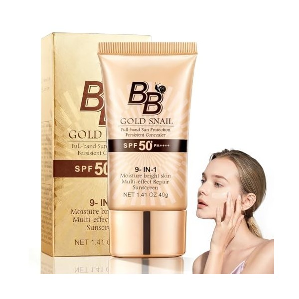 BB Crème 9 en 1 Perfecteur Teint, SPF 50+, Soin Visage Unifiant avec Protection UV Élevée, Anti-Imperfections & Protection So