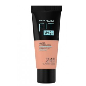 Maybelline New-York - Fond de teint Fluide Fit Me Matte & Poreless - Peaux normales à grasses - Teinte : 245 Beige Classique 