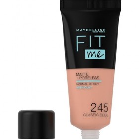 Maybelline New-York - Fond de teint Fluide Fit Me Matte & Poreless - Peaux normales à grasses - Teinte : 245 Beige Classique 