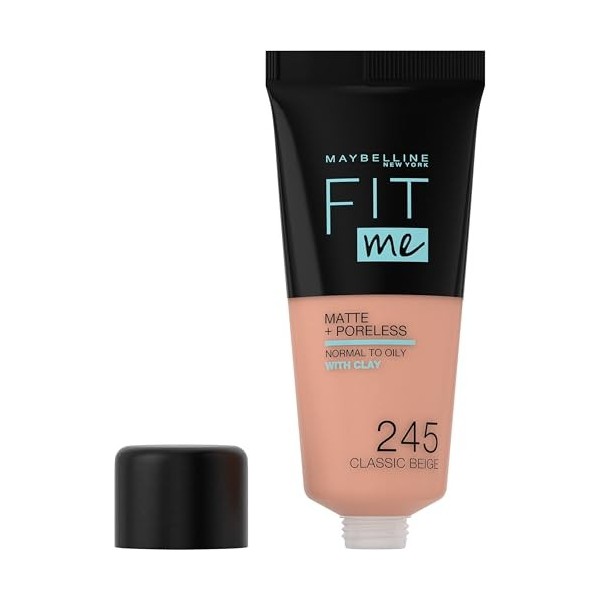 Maybelline New-York - Fond de teint Fluide Fit Me Matte & Poreless - Peaux normales à grasses - Teinte : 245 Beige Classique 