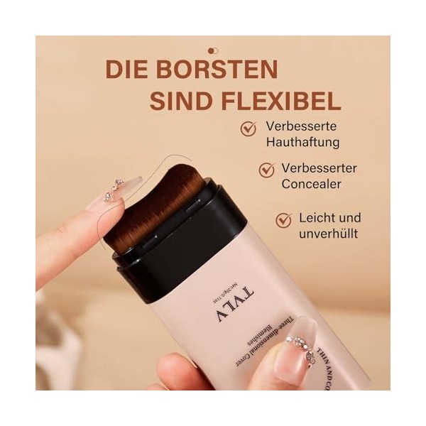 Bâton de fond de teint multi-usages - Stick de fond de teint crème avec pinceau, double tête, anti-cernes et bâton de contour