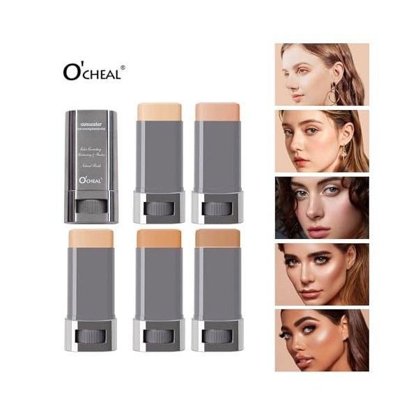 OCHEAL Bâton de fond de teint pour le visage - Longue durée - Éclaircissement léger du visage - Correcteur - Contour - Beaut