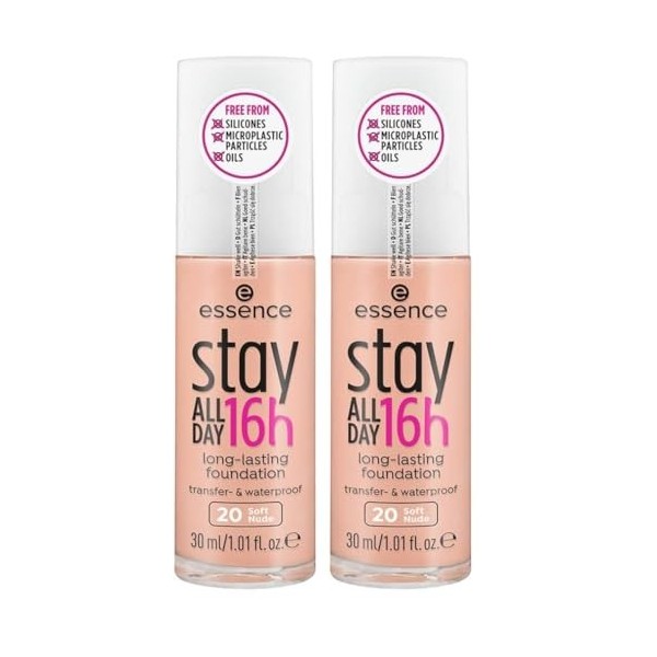 ESSENCE BASE DE MAQUILLAJE DE LARGA DURACIÓN STAY ALL DAY 16H 20 SOFT NUDE Lot de 2