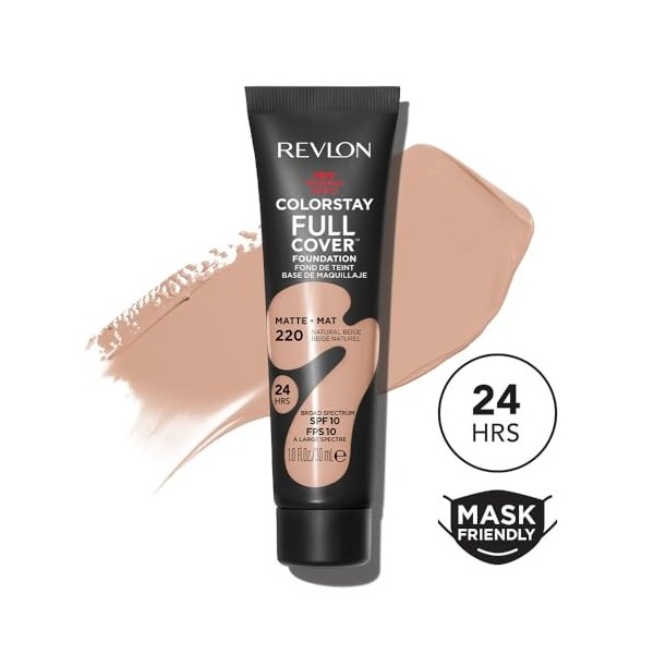 Revlon ColorStay Full Cover - Fond de Teint Couvrant Imperfections - Maquillage Teint - Couvrance optimale et fini mat - Rési