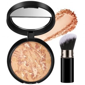 BUTBU Fond de Teint-Poudre Hybride, Fond de Teint Poudre Longue Tenue, fond de Teint En Poudre à Haute Couvrance, Tous Types 