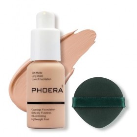 PHOERA 30ml Fond de teint liquide, Fond de teint liquide Full Coverage 24HR Matte Oil Control Concealer,Crème parfaite, lisse
