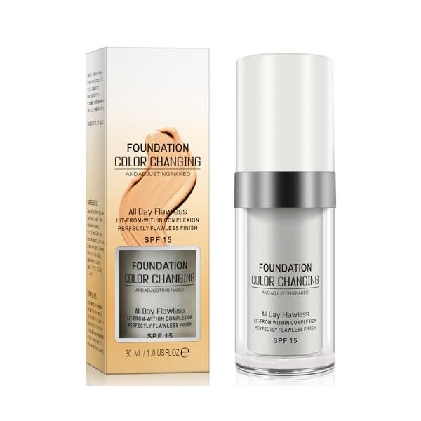 Fondation liquide, Flawless Colour Changing Warm Skin Tone Foundation, Foundation Color Changing, SPF15(30ml , teint hydratan