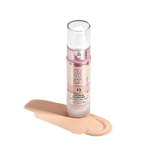 Makeup Revolution, Irl Filter, Longwear, Fond de Teint, F3, 23ml