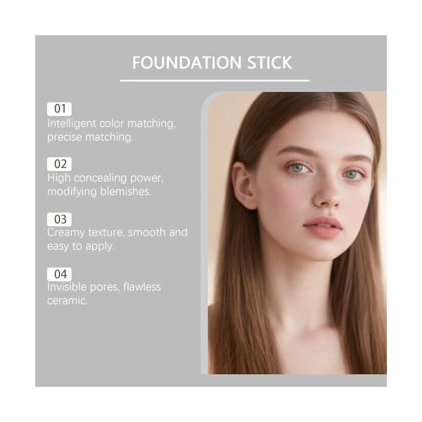 Color Changing - Stick de fond de teint à changement de couleur avec brosse, fond de teint à couvrance moyenne à complète, lo