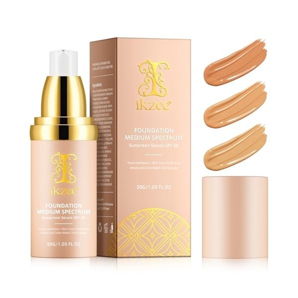 Fondation Liquide, Flawless Colour Changing Warm Skin Tone Foundation, Fond de teint changeant de couleur SPF50+ Correcteur H