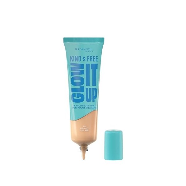Rimmel London Kind & Free GLOW IT UP Teint Hydratant, 010 Rose Ivory, Apaise les peaux sensibles, Effet bonne mine, Hydratati