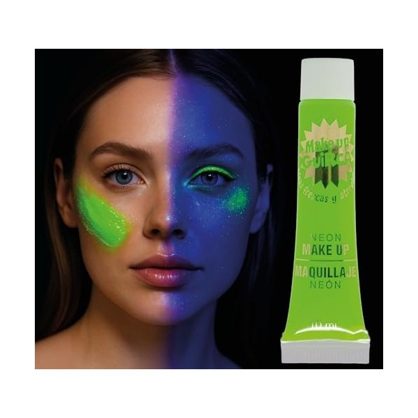 FIESTAS GUIRCA | Maquillage Crème Néon 10ml - Peinture Faciale à lHuile pour Costumes dHalloween, Festivals et Fêtes à Th