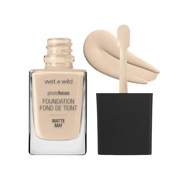Wet n Wild Photo Focus Matte Foundation, Fond de Teint Liquide Mat Modulable, Sans Effet Flashback, Fini Flouteur de Pores po