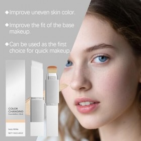 Stick de fond de teint qui change de couleur, fond de teint qui change de couleur avec pinceau, fond de teint à couverture mo