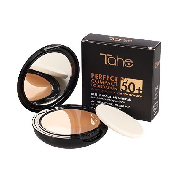 Tahe Compact Foundation Perfect Base de Maquillage Anti-âge, SPF 50+, 15 g 20 Nude 