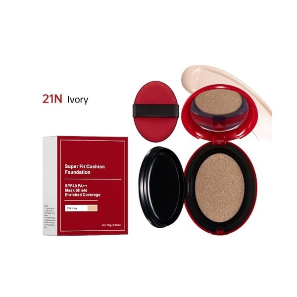 Red Cushion Foundation Texture légère, fini semi-mat portable pendant 72 heures, couvrance modulable, protection solaire, rés