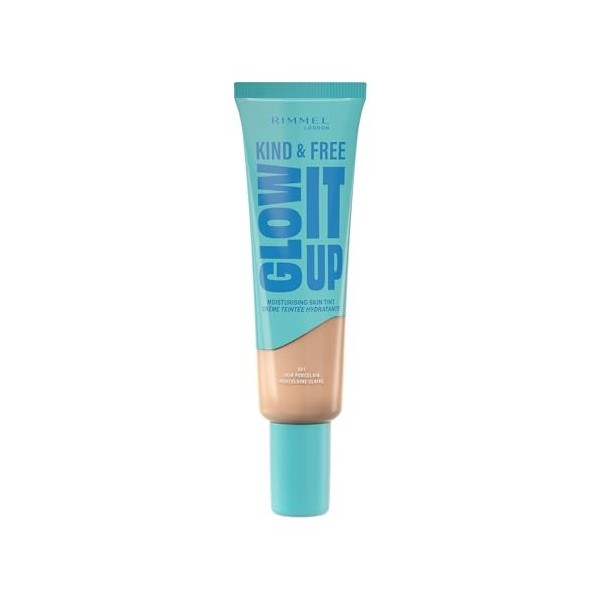Rimmel London Kind & Free GLOW IT UP Teint Hydratant, 001 Fair Porcelain, Apaise les peaux sensibles, Effet bonne mine, Hydra