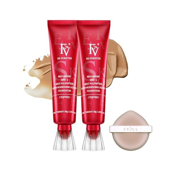 FV Fond de Teint Fluide Waterproof et Longue Tenue, Couvrance Moyenne & Finition Mate, Fond de Teint Couvrant Imperfections P