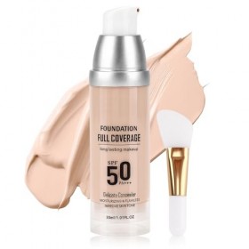 Erinde Fond de Teint Liquide, SPF 50, Long-Lasting Formula, Hydrating, Correcteur Maquillage for Flawless Skin, Suitable for 