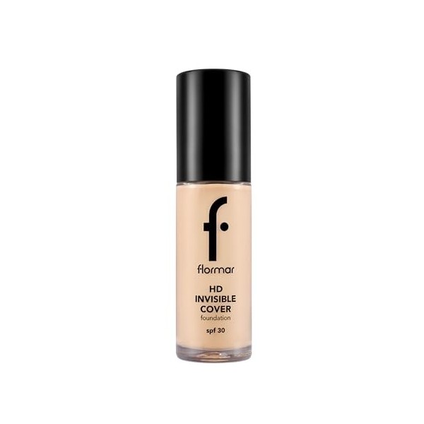 Flormar Invisible Cover HD Foundation – Fond de teint liquide crémeux avec SPF 30, couvrance modulable et fini naturel lumine