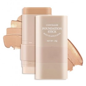 Apooliy Bâton de fond de teint 2 en 1,hydratant et léger,Applicateur intégré,Correcteur de teint crème longue durée,Couleur n