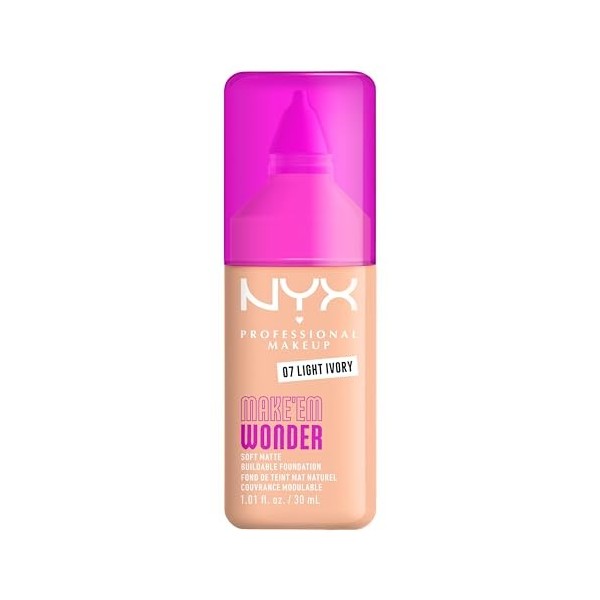NYX Professional Makeup - Make Em Wonder - Fond de Teint - Tenue 24h - Pas deffet plâtre - Acide Hyaluronique et extrait de