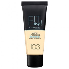 Maybelline New-York - Fond de teint Fluide Fit Me Matte & Poreless - Peaux normales à grasses - Teinte : 103 Pure Ivory - 30 