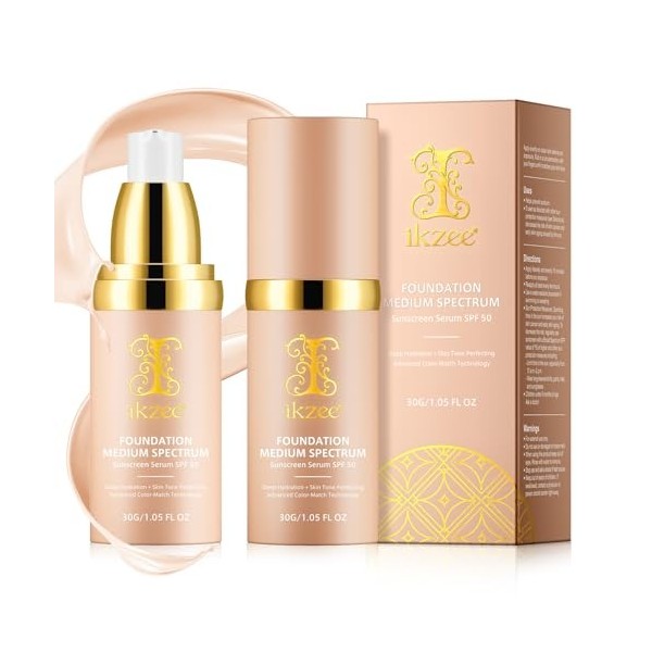 Fondation Liquide, Flawless Colour Changing Warm Skin Tone Foundation, Fond de teint changeant de couleur SPF50+ Correcteur H